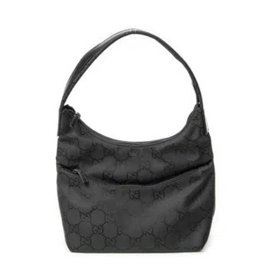 Pre-owned Gucci Canvas Front Pocket Hobo Null In Black