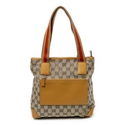 Pre-owned Gucci Canvas Front Pocket Zip Tote Null In Neutral