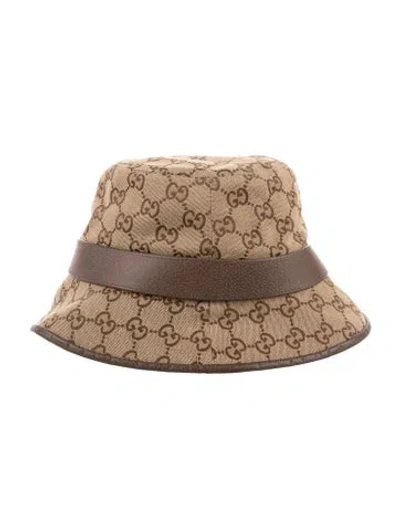 Pre-owned Gucci Canvas Gg Logo Bucket Hat W/tags In Brown