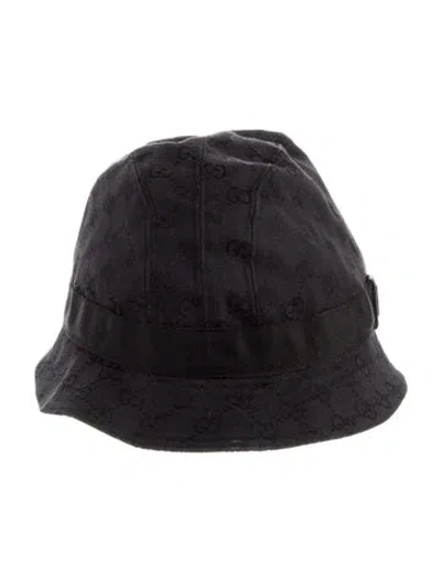 Pre-owned Gucci Canvas Gg Print Bucket Hat In Black