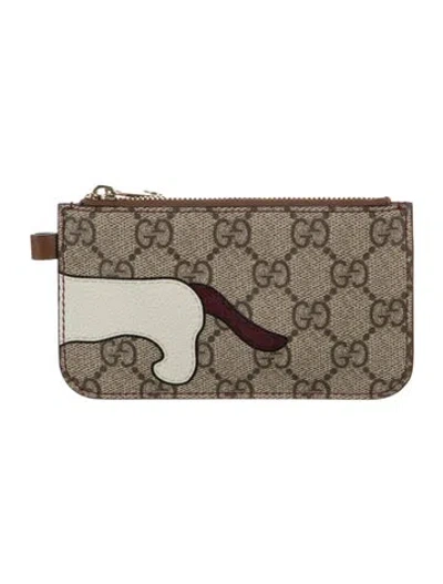 Pre-owned Gucci Canvas Graphic Print Card Holder In Neutrals