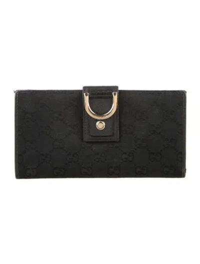 Pre-owned Gucci Canvas Graphic Print Continental Wallet In Black