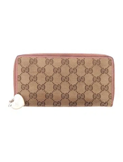 Pre-owned Gucci Canvas Graphic Print Continental Wallet In Neutrals