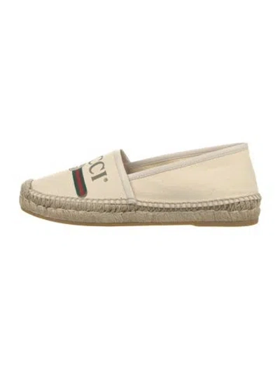 Pre-owned Gucci Canvas Graphic Print Espadrilles In Green/neutrals/red