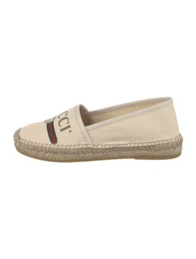 Pre-owned Gucci Canvas Graphic Print Espadrilles W/ Tags In Neutrals