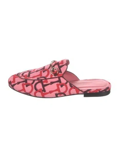 Pre-owned Gucci Canvas Graphic Print Mules In Pink