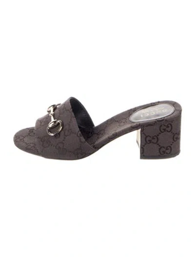 Pre-owned Gucci Canvas Graphic Print Slides In Brown