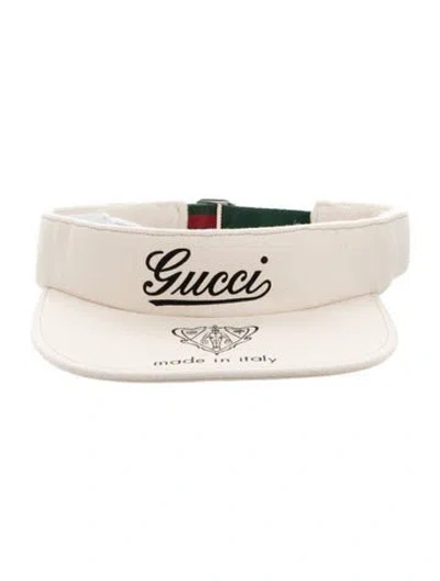 Pre-owned Gucci Canvas Graphic Print Visor Hat In Neutrals