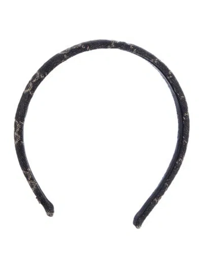 Pre-owned Gucci Canvas Headband With Studded Accent In Black