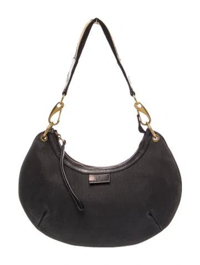 Pre-owned Gucci Canvas Hobo In Black