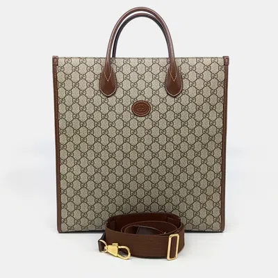 Pre-owned Gucci Canvas Interlocking G Medium Tote And Shoulder Bag