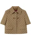 Gucci Gg Canvas Jacket With Horsebit In Brown