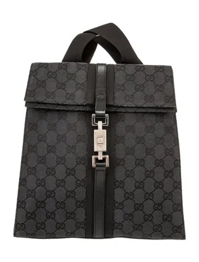 Pre-owned Gucci Canvas Jackie Backpack In Black