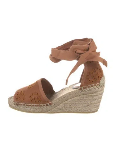 Pre-owned Gucci Canvas Lace Pattern Espadrilles In Brown