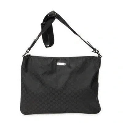 Pre-owned Gucci Canvas Large Flat Messenger Null In Black