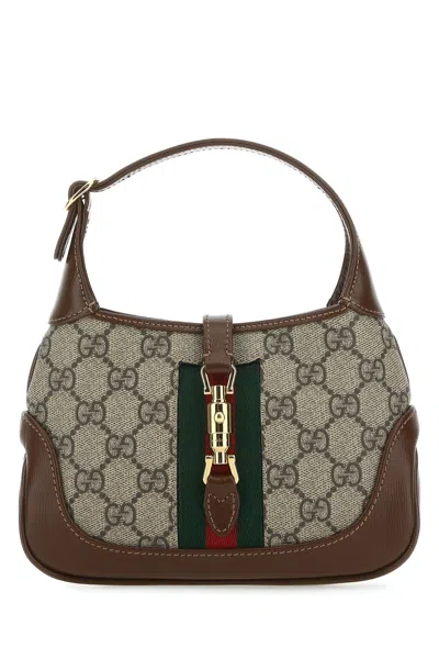 Gucci Canvas Leather Shoulder Bag In Brown