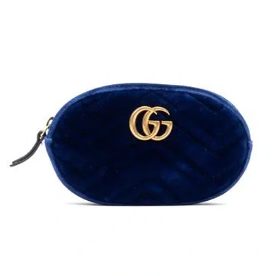 Pre-owned Gucci Canvas Marmont Belt Bag In Blue