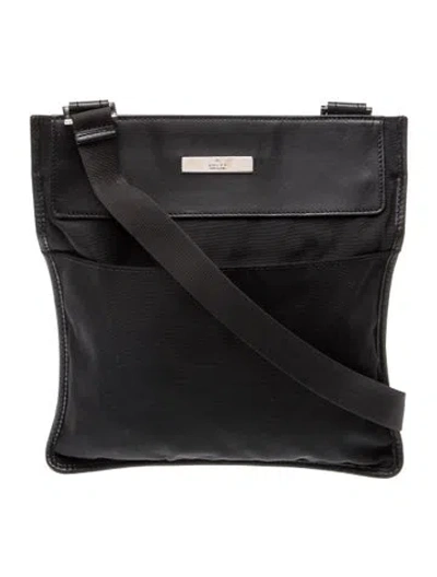 Pre-owned Gucci Canvas Messenger Bag In Black