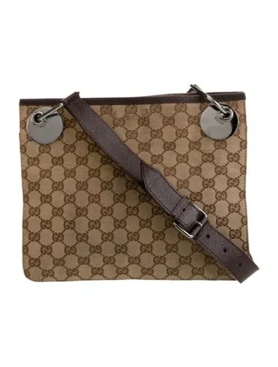 Pre-owned Gucci Canvas Messenger Bag In Brown
