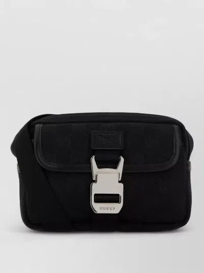 Gucci Canvas Mini Crossbody Belt Bag Flap In Black