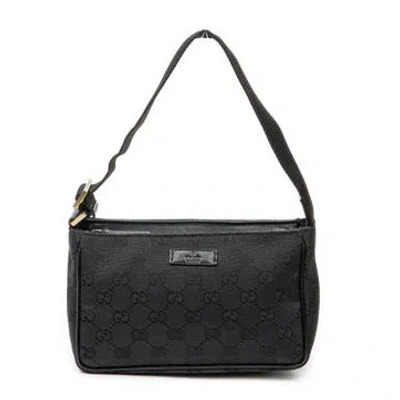 Pre-owned Gucci Canvas Mini Zip Pouch In Black