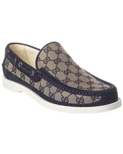 Pre-owned Gucci Canvas Moccasin Men's In Beige