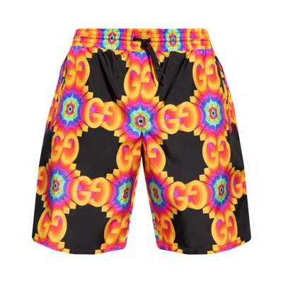 Pre-owned Gucci Canvas Nylon Swim Shorts 'black/orange' | Multi-color | Men's Size 50