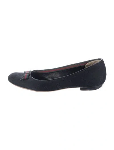 Pre-owned Gucci Canvas Patterned Ballet Flats In Black
