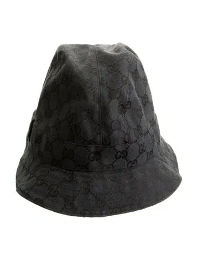 Pre-owned Gucci Canvas Patterned Bucket Hat In Blue