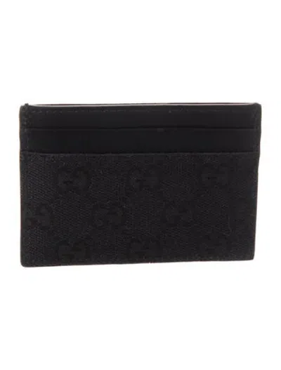 Pre-owned Gucci Canvas Patterned Card Holder In Black