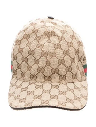 Pre-owned Gucci Canvas Printed Baseball Cap In Brown