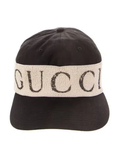 Pre-owned Gucci Canvas Printed Baseball Hat In Black