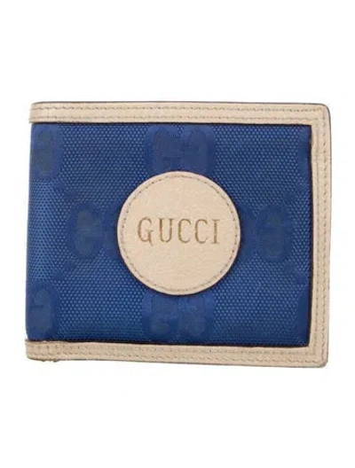 Pre-owned Gucci Canvas Printed Bifold Wallet In Blue
