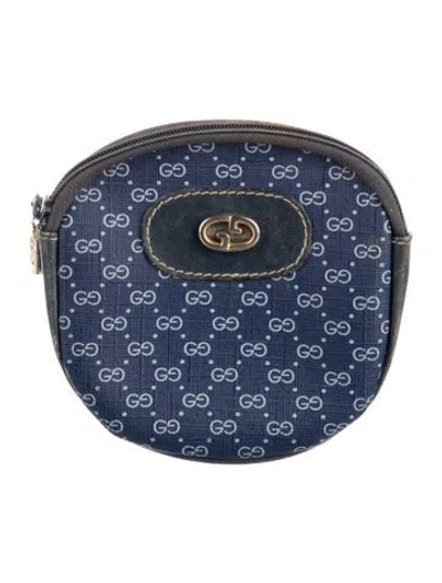 Pre-owned Gucci Canvas Printed Coin Pouch In Blue