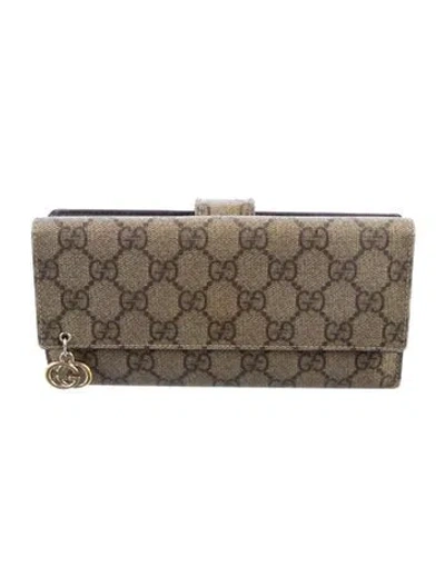 Pre-owned Gucci Canvas Printed Continental Wallet In Neutral