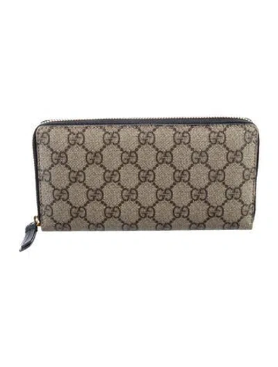 Pre-owned Gucci Canvas Printed Continental Wallet In Neutral