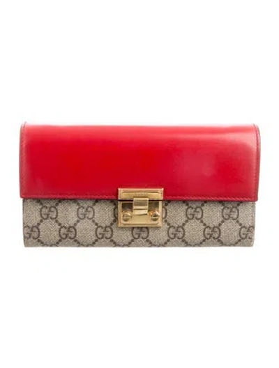 Pre-owned Gucci Canvas Printed Continental Wallet In Red