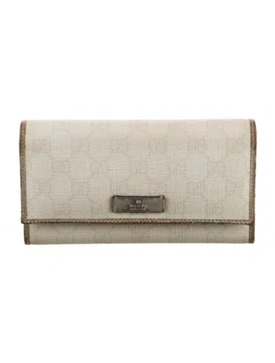 Pre-owned Gucci Canvas Printed Continental Wallet In White