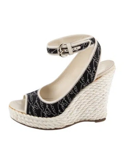 Pre-owned Gucci Canvas Printed Espadrilles In Black