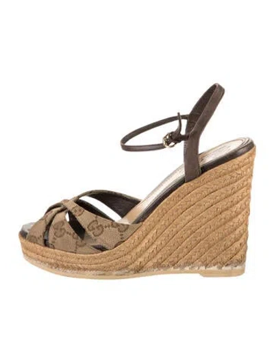 Pre-owned Gucci Canvas Printed Espadrilles In Neutral
