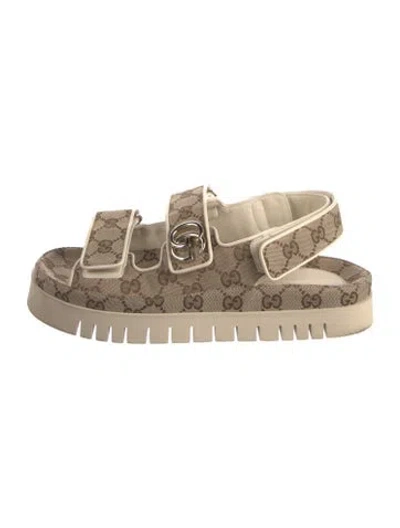 Pre-owned Gucci Canvas Printed Sandals In Neutral