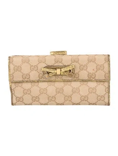 Pre-owned Gucci Canvas Printed Wallet In Neutral