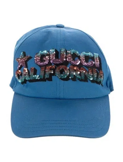 Pre-owned Gucci Canvas Sequin Baseball Hat In Blue