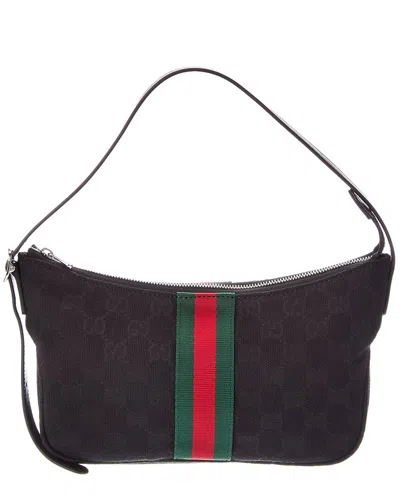 Gucci Canvas Shoulder Bag In Black