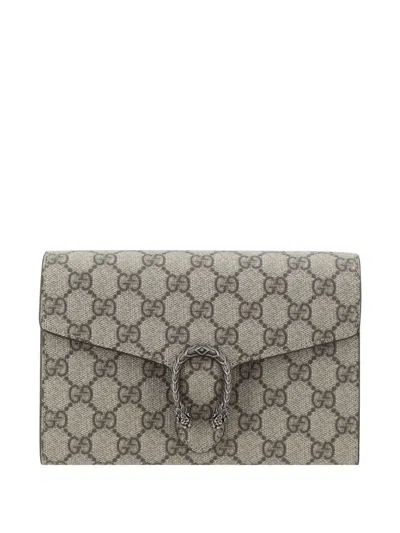 Gucci Canvas Shoulder Bag In Gray