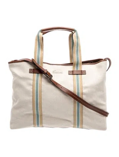 Pre-owned Gucci Canvas Shoulder Bag In Neutral
