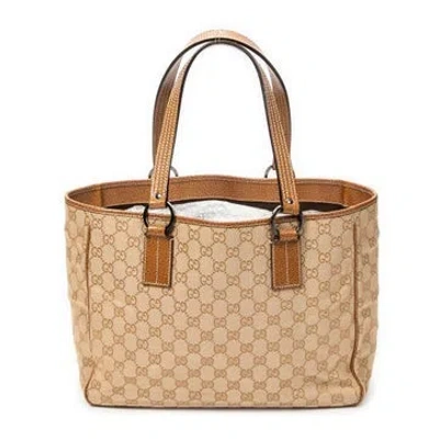 Pre-owned Gucci Canvas Shoulder Tote In Neutral
