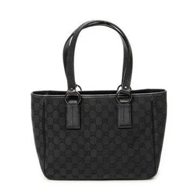 Pre-owned Gucci Canvas Small Shoulder Tote In Black
