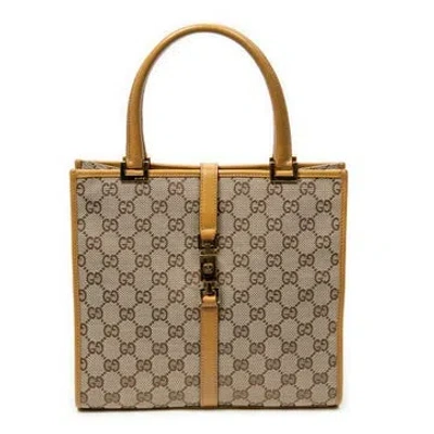 Pre-owned Gucci Canvas Square Bardot Tote Null In Neutral