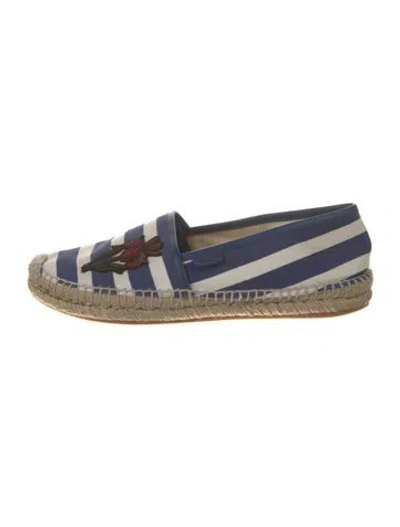 Pre-owned Gucci Canvas Striped Espadrilles In Blue